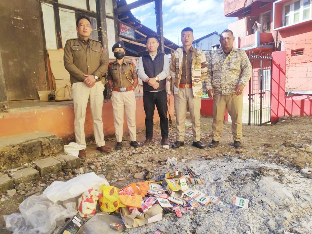 Mokokchung DTCC under National Tobacco Control Programme (NTCP) along with law enforcers from Police Station-1 Mokokchung conducted enforcement activity on November 21 during which tobacco products were seized from shops near educational institutions and were penalized under COTPA 2003 Section 6(b) which prohibits sale of tobacco products within 100 yards of any Educational Institution. (Photo Courtesy: CMO Mokokchung)